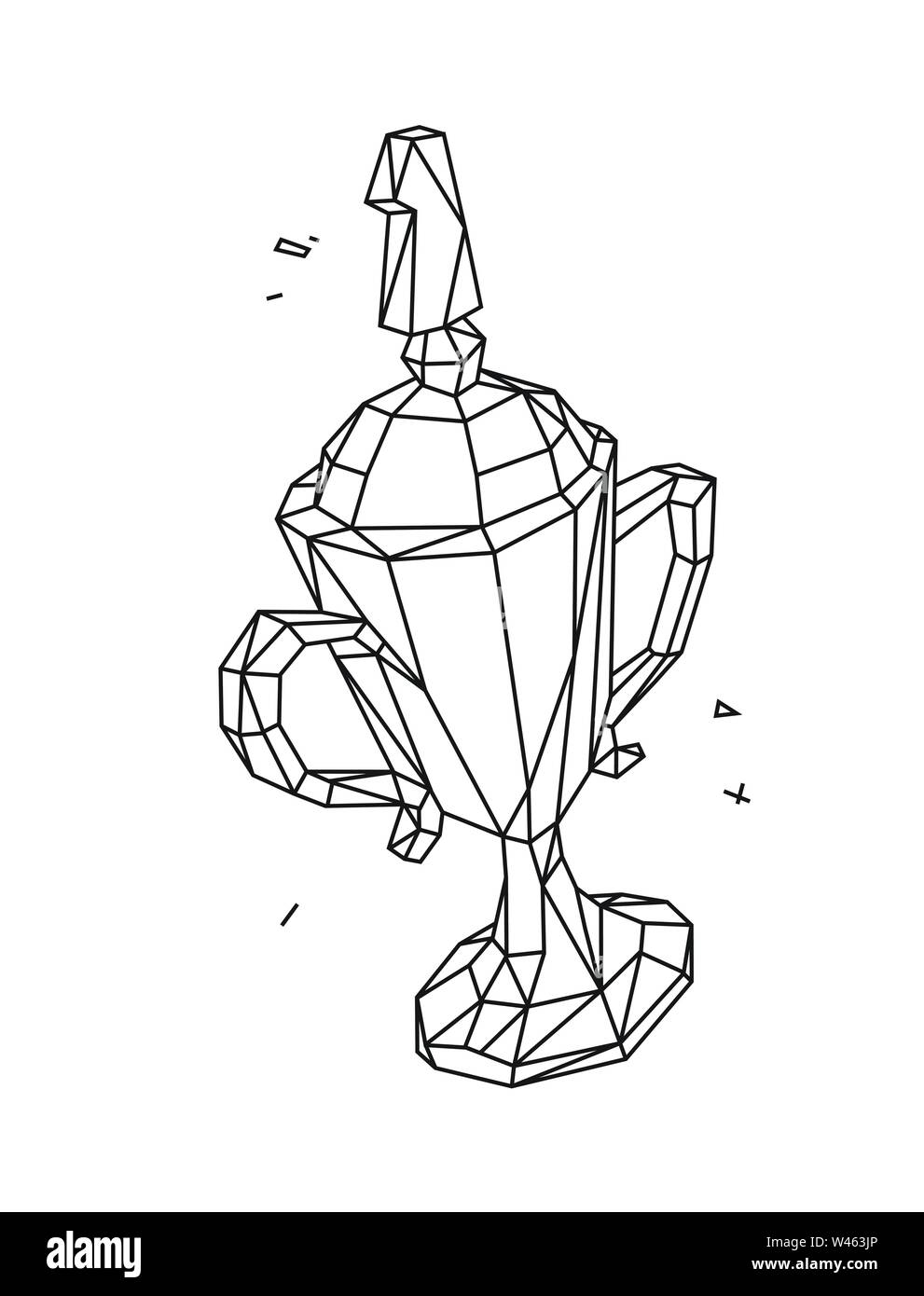 Bassa poli illustrazione della coppa per il primo posto. Vettore. Schizzo. In stile retrò. Sullo sfondo, un simbolo distintivo per l'interno. Meta di business Illustrazione Vettoriale