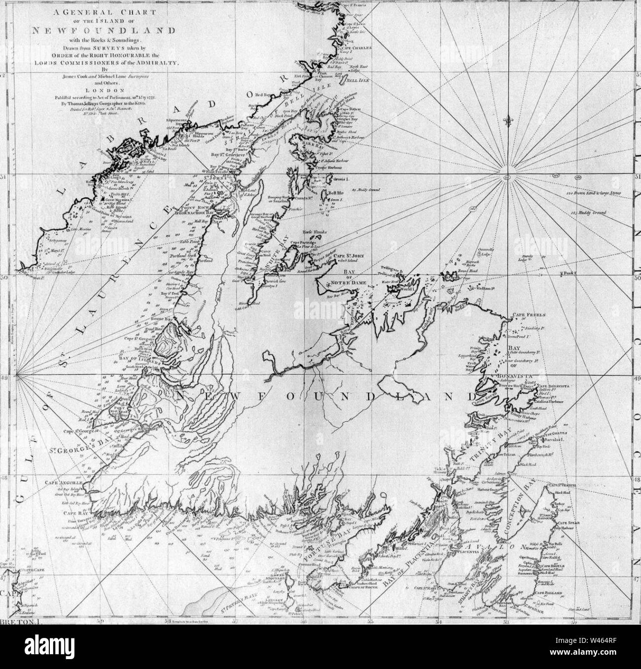 I cuochi Karte von Neufundland. Foto Stock