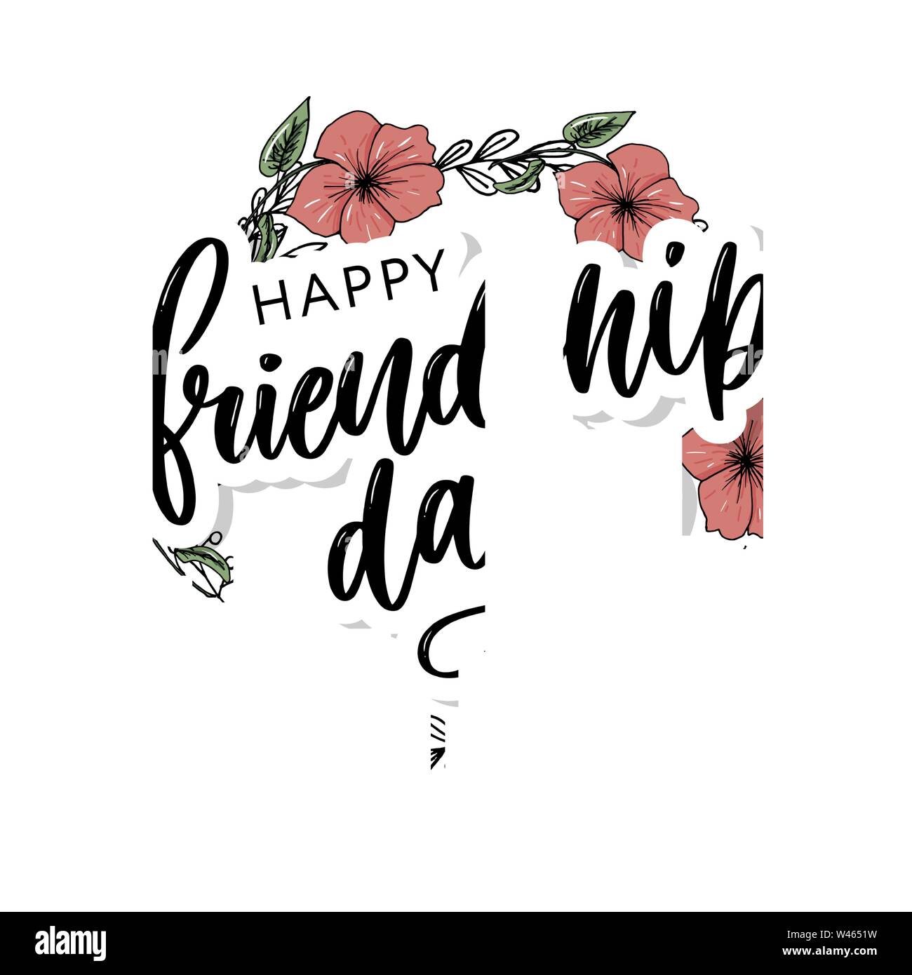 Illustrazione Vettoriale di disegnati a mano felice amicizia giorno felicitation in fashion style con caratteri di testo e di segno triangolo di colore Illustrazione Vettoriale
