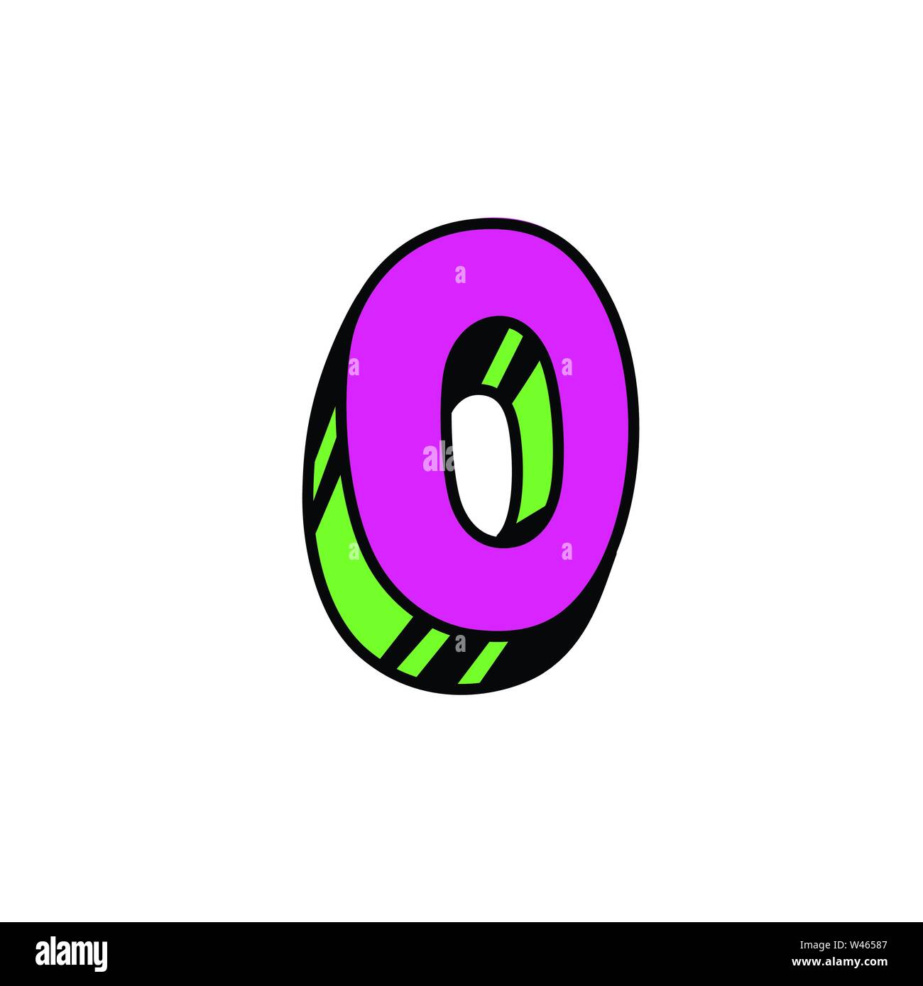 Lettera latina O. stile cartoon. Vettore. Rosa luminoso lettera. Forma di massa. Il simbolo o il logo della società. Illustrazione Vettoriale