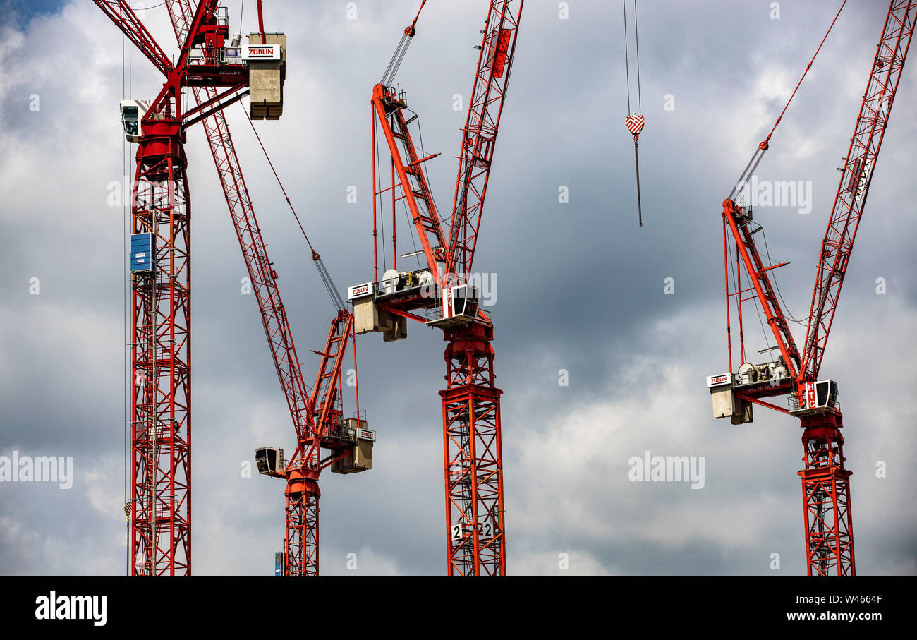 Gru per edilizia, sito in costruzione in Amsterdam, Foto Stock