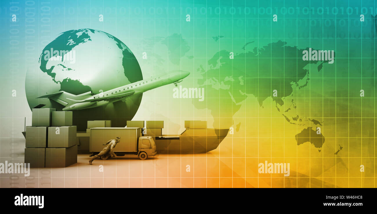 Della Catena Logistica collegata attraverso il trasporto come concetto Foto Stock