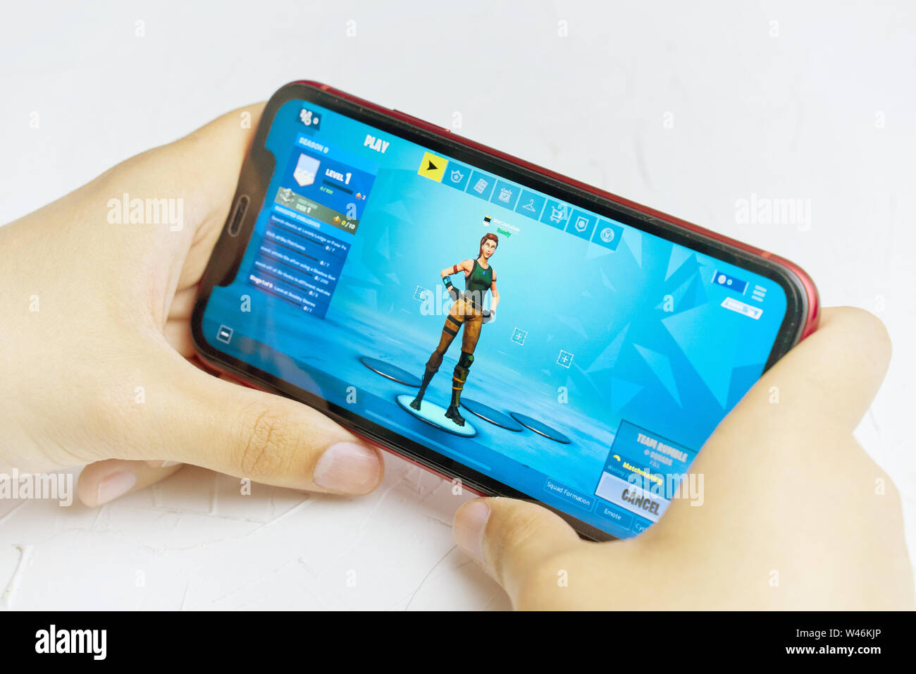 Bishkek, Kirghizistan - Giugno 06, 2019: Fortnite gioco. Menu principale dal fortnite. Foto Stock