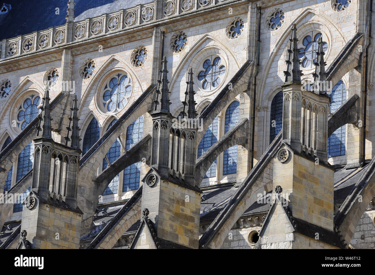 La cattedrale di Bourges, Cathédrale Saint-Étienne de Bourges, Bourges, Francia, Europa, patrimonio mondiale dell UNESCO Foto Stock