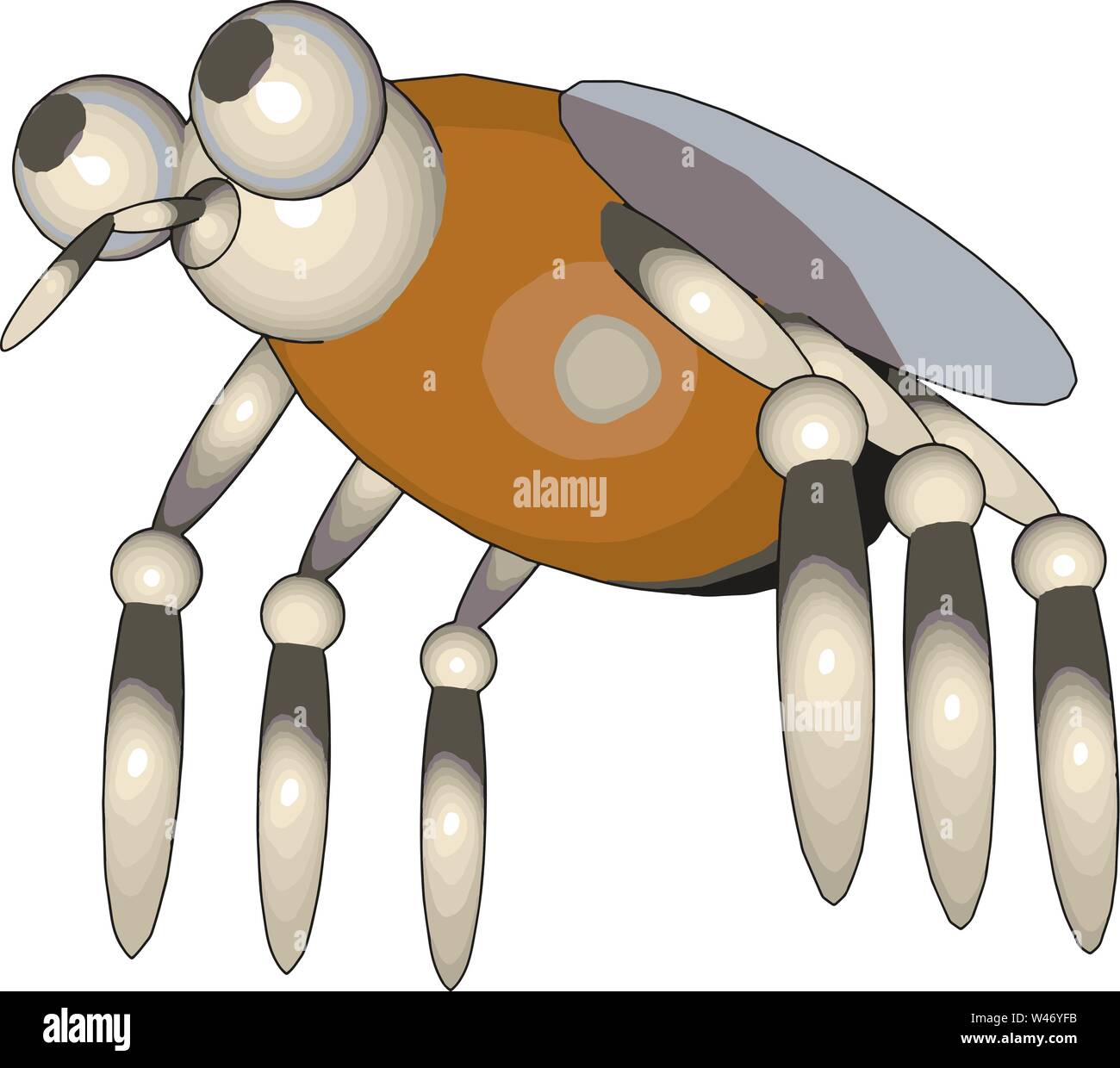 Modello 3D di una mosca, illustrazione vettore su sfondo bianco. Illustrazione Vettoriale