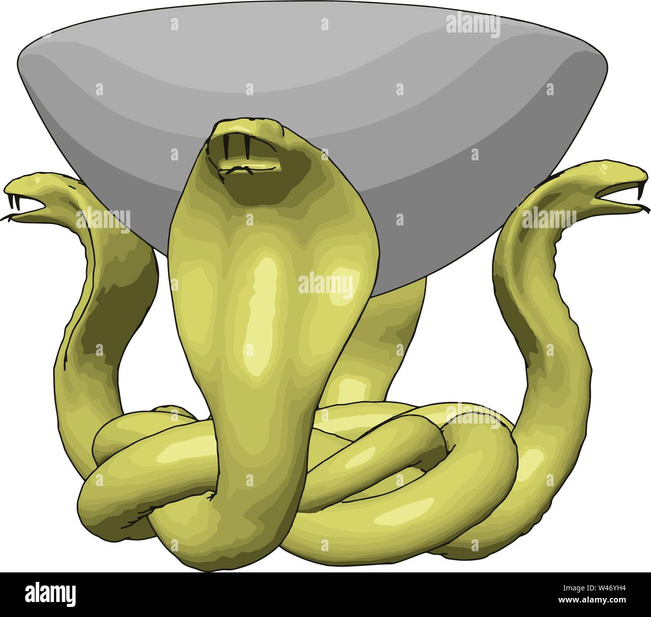 Serpenti giallo recipiente di contenimento, illustrazione vettore su sfondo bianco. Illustrazione Vettoriale