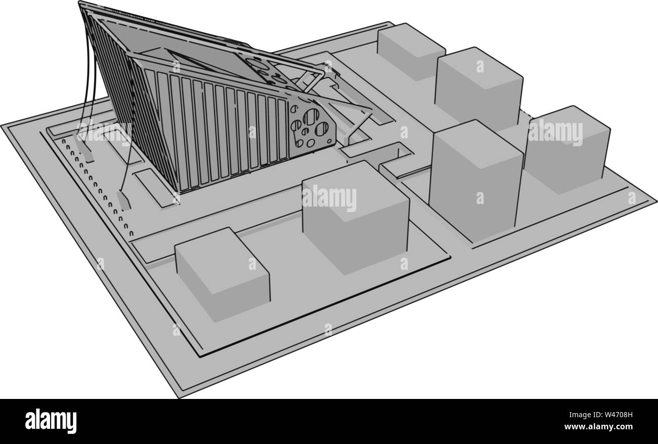 Il modello del tetto dell'edificio, illustrazione vettore su sfondo bianco. Illustrazione Vettoriale