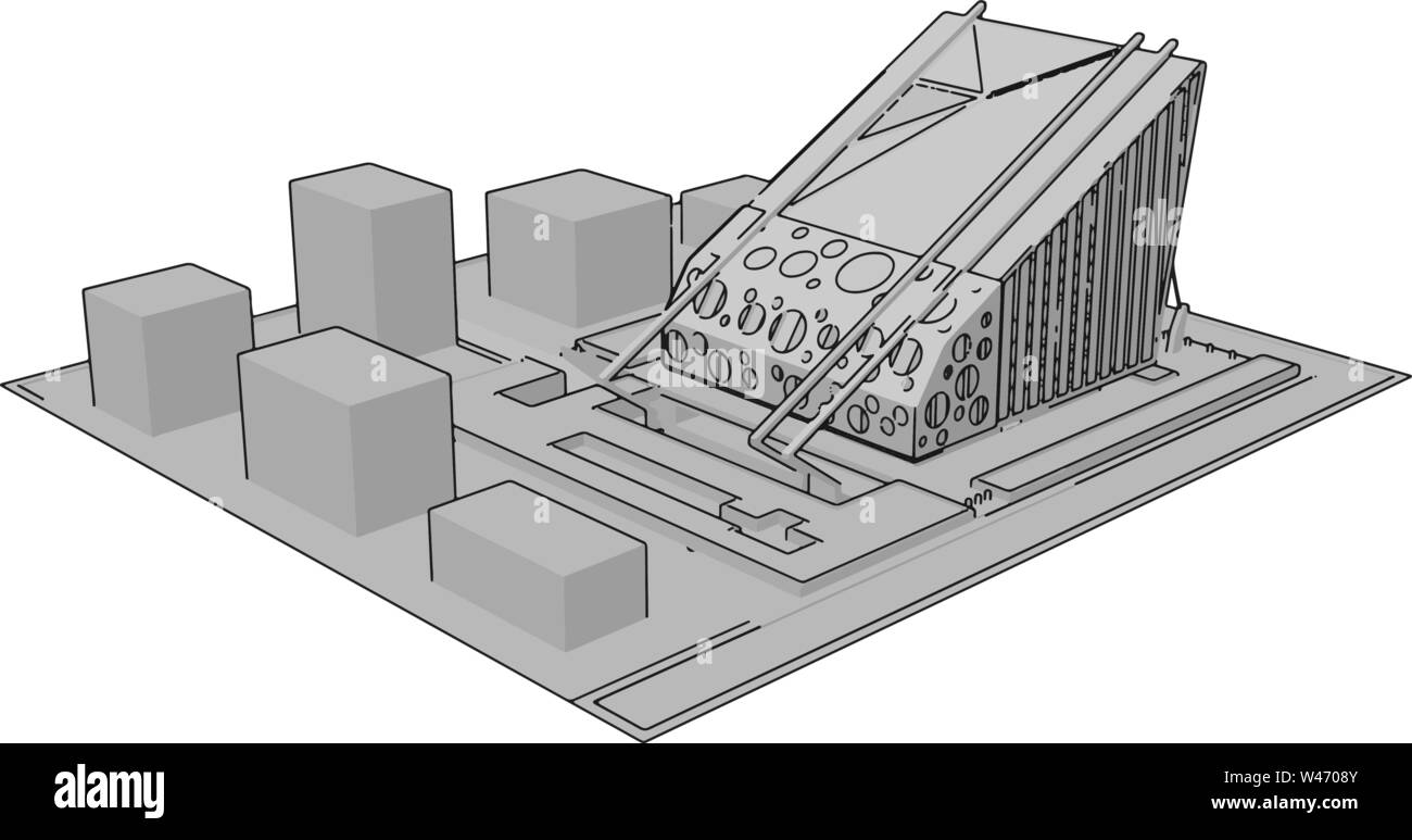 Il modello del tetto dell'edificio, illustrazione vettore su sfondo bianco. Illustrazione Vettoriale