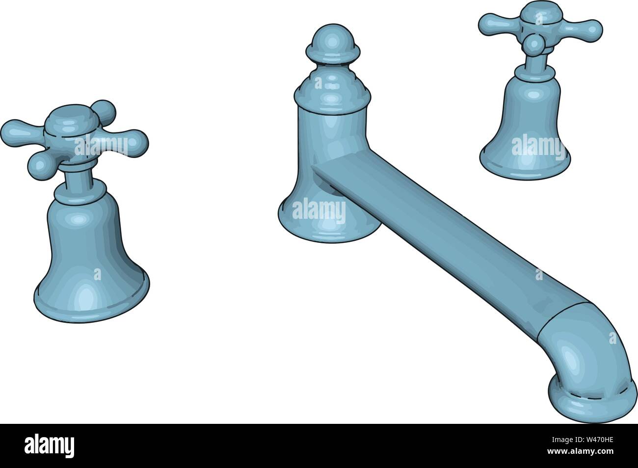 Modello di ottone rubinetto di acqua, illustrazione vettore su sfondo bianco. Illustrazione Vettoriale