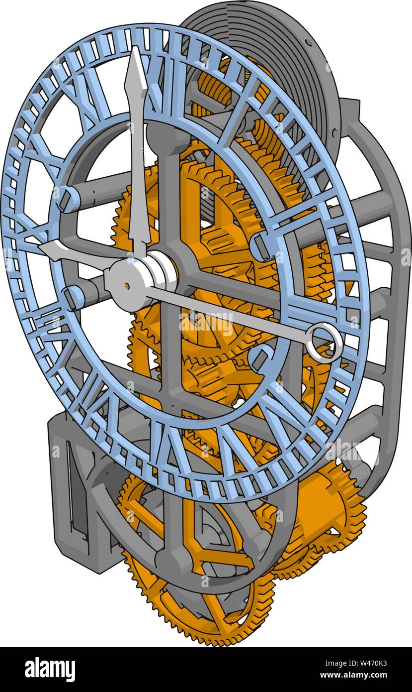 Meccanismo di orologio, illustrazione vettore su sfondo bianco. Illustrazione Vettoriale