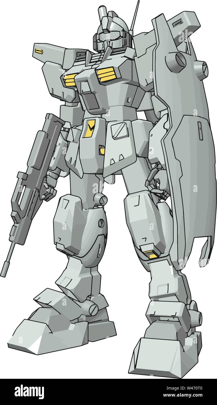 Modello 3D di un robot, illustrazione vettore su sfondo bianco. Illustrazione Vettoriale