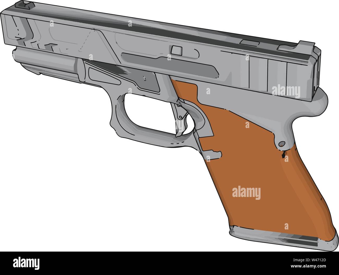 Modello di una pistola, illustrazione vettore su sfondo bianco. Illustrazione Vettoriale