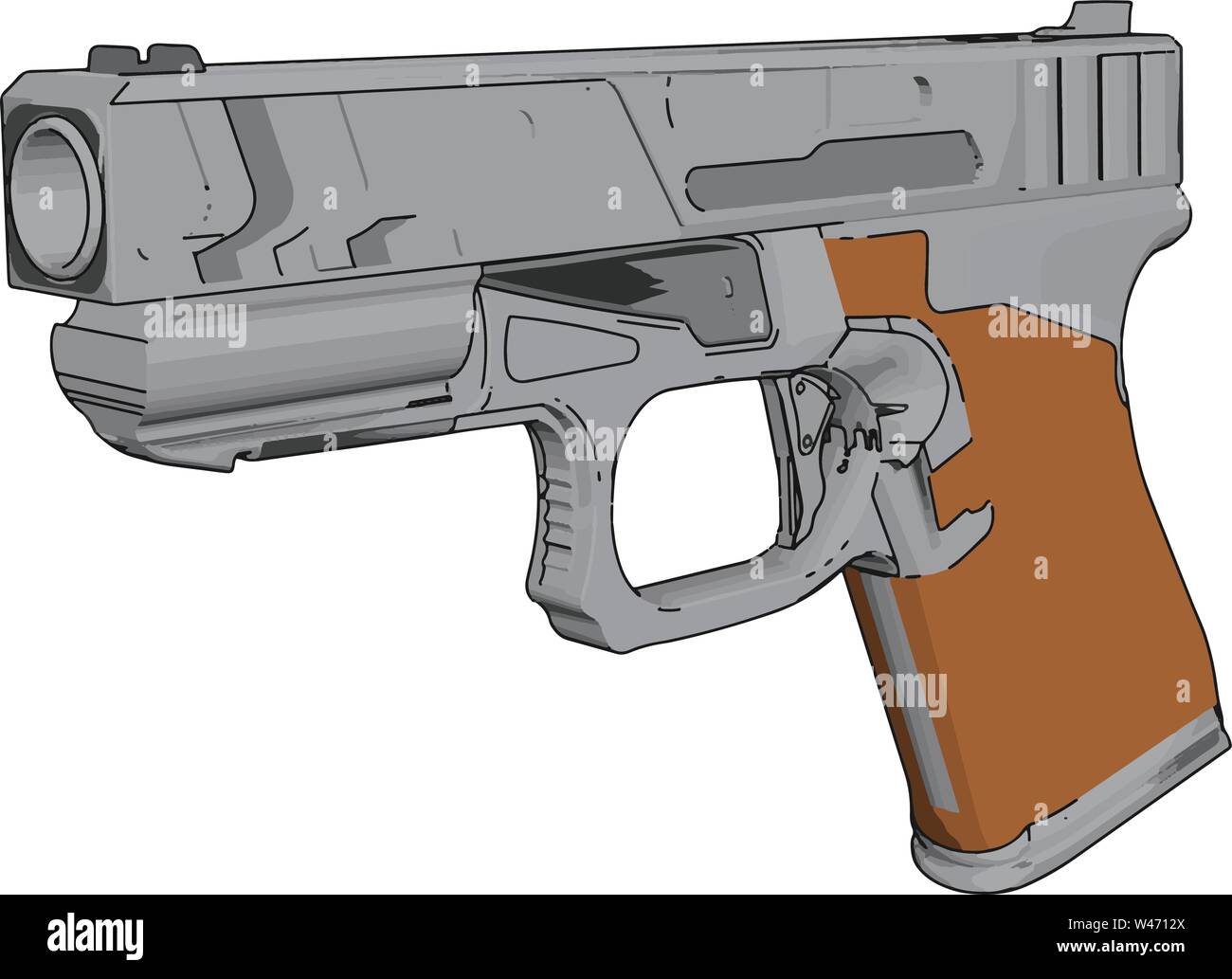 Modello di una pistola, illustrazione vettore su sfondo bianco. Illustrazione Vettoriale