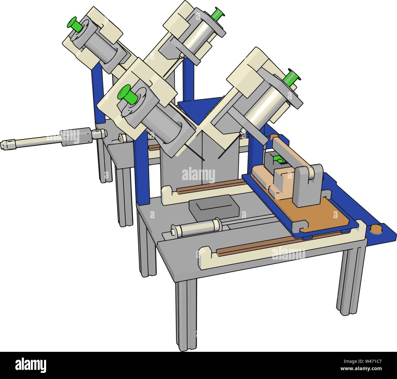 Tabella macchina seghe, illustrazione vettore su sfondo bianco. Illustrazione Vettoriale