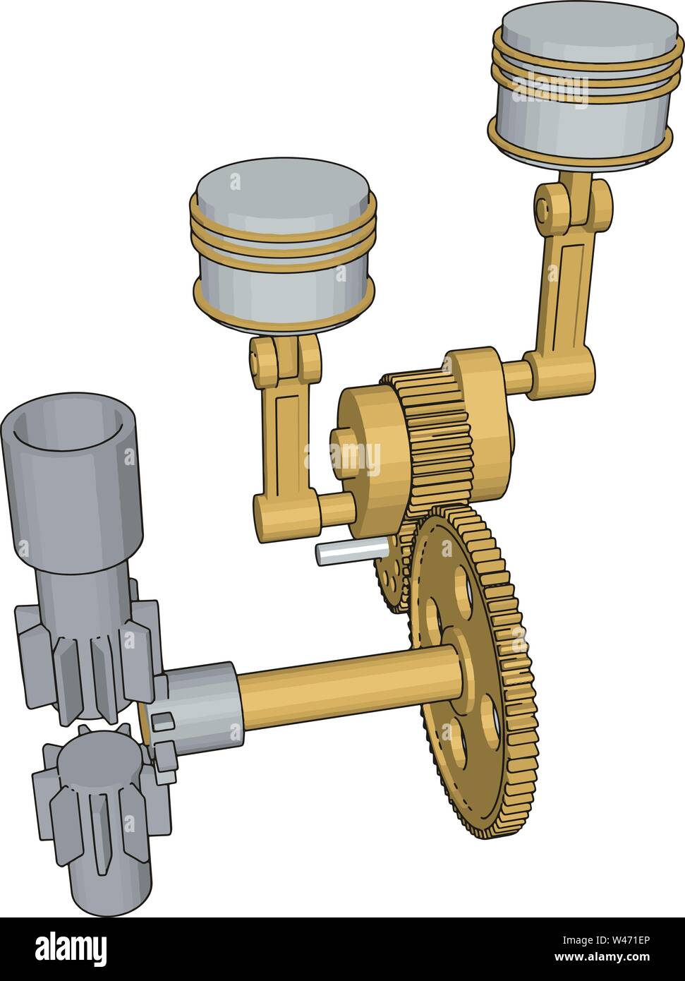 Giallo macchina utensile, illustrazione vettore su sfondo bianco. Illustrazione Vettoriale