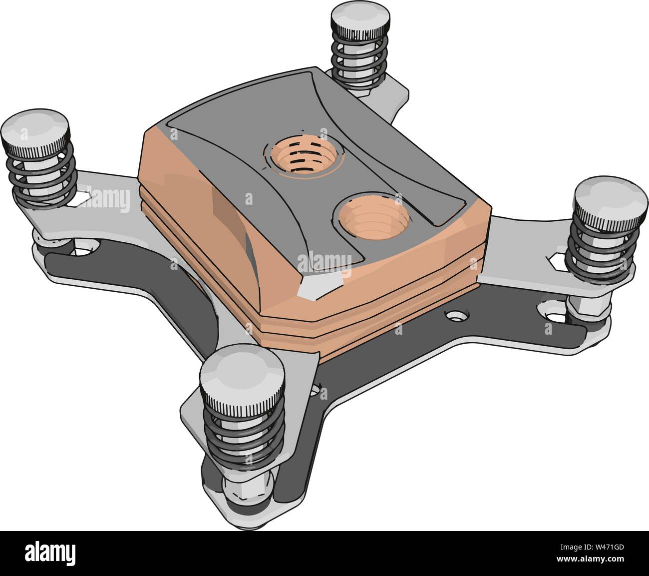 Il raffreddamento del processore, illustrazione vettore su sfondo bianco. Illustrazione Vettoriale