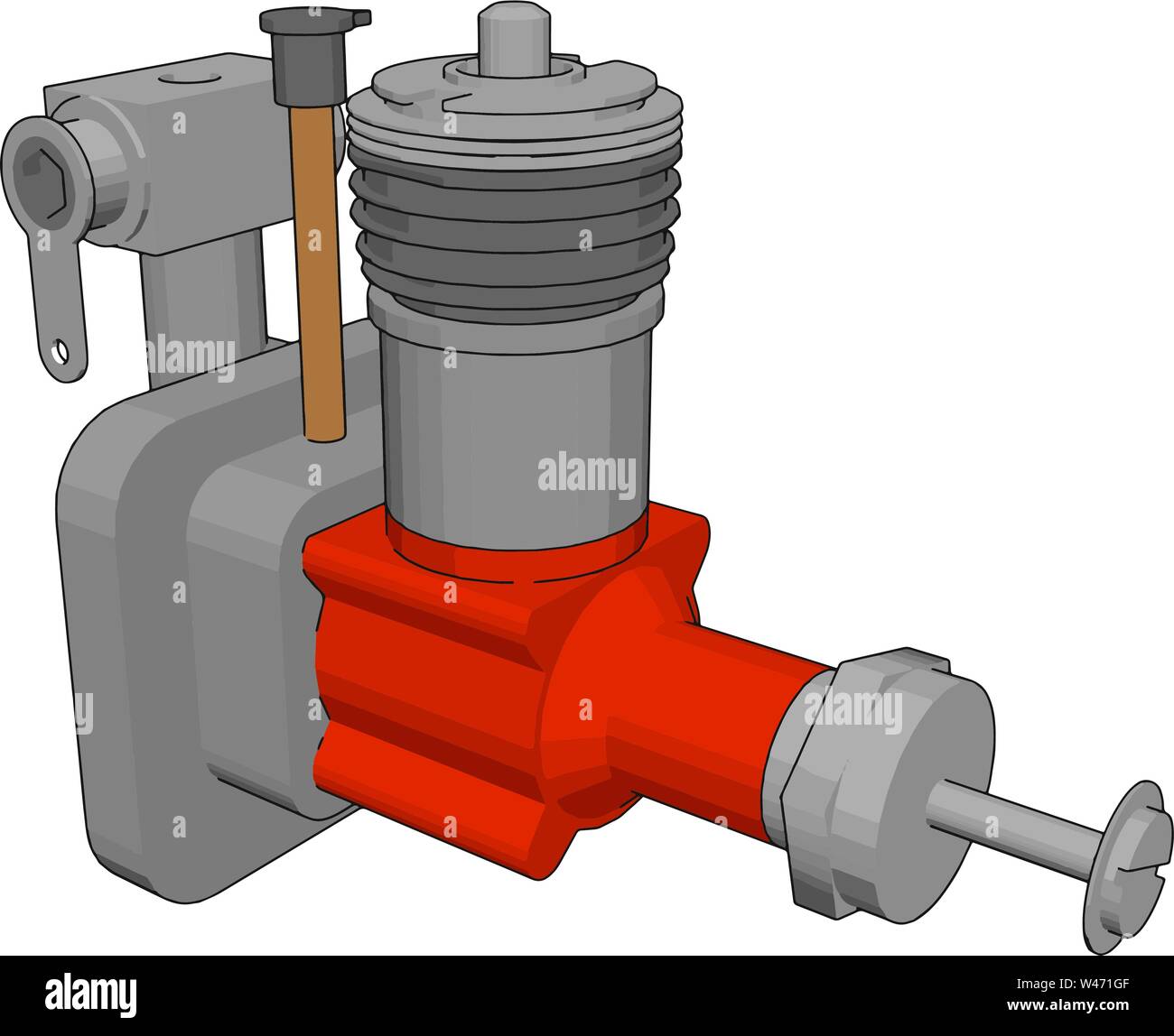Rosso coppa di liquame pompa, illustrazione, vettore su sfondo bianco. Illustrazione Vettoriale