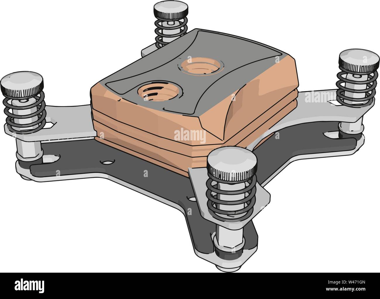 Il raffreddamento del processore, illustrazione vettore su sfondo bianco. Illustrazione Vettoriale