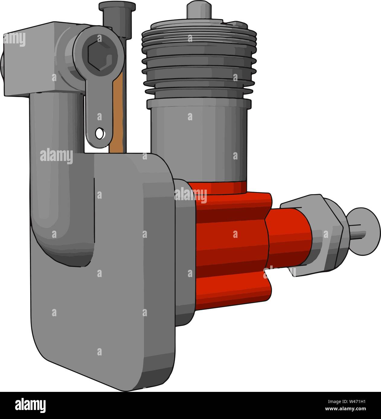 Rosso coppa di liquame pompa, illustrazione, vettore su sfondo bianco. Illustrazione Vettoriale