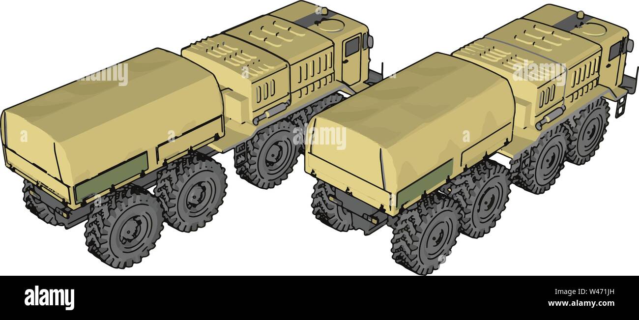 Sabbia veicolo militare, illustrazione vettore su sfondo bianco. Illustrazione Vettoriale