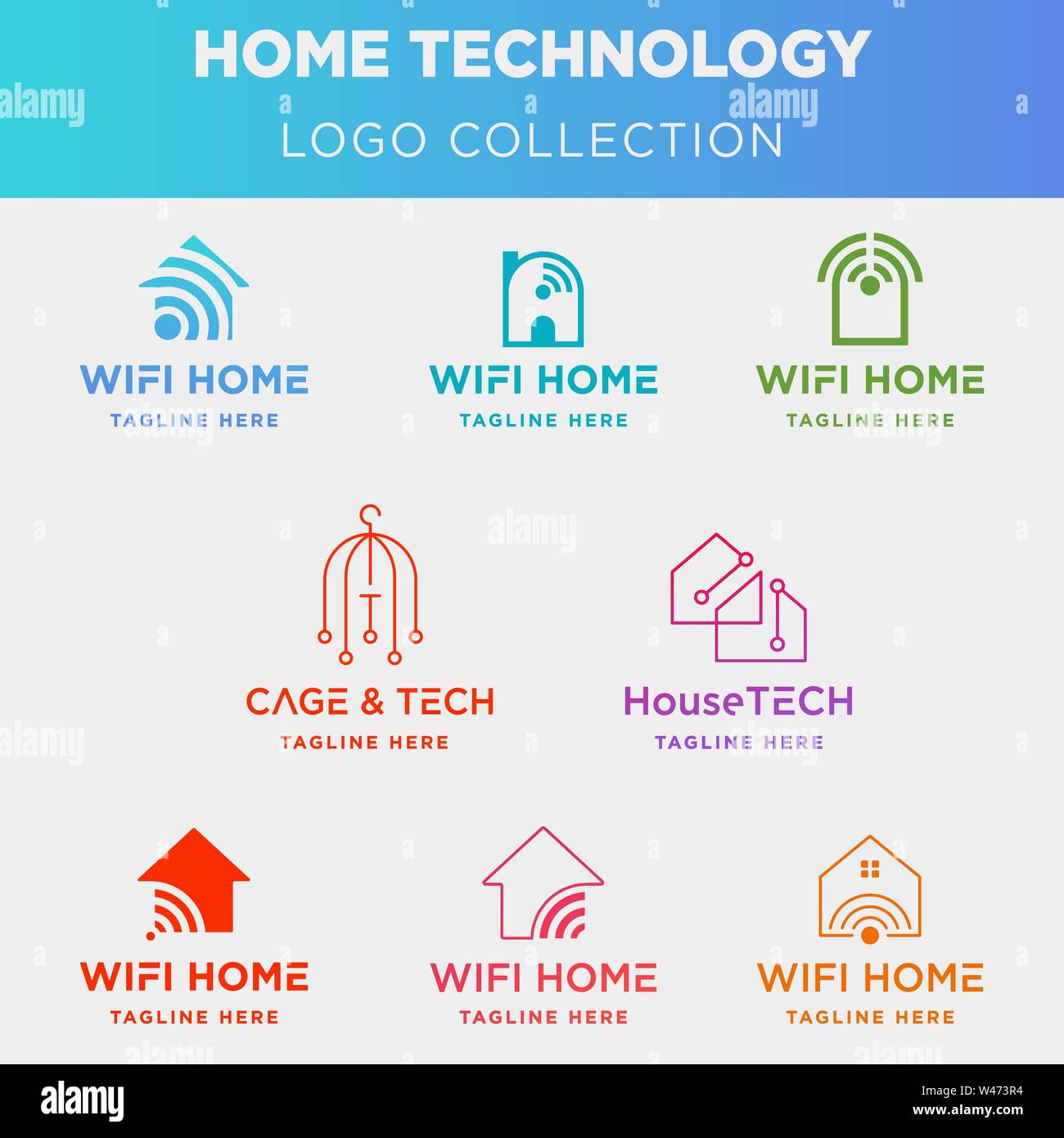 Casa internet logo collection design wifi vettore icona di casa siymbol segno isolato Illustrazione Vettoriale