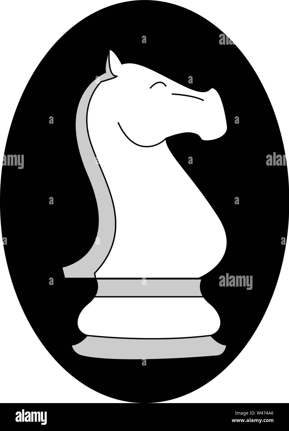 Il cavaliere di scacchi figura, illustrazione vettore su sfondo bianco. Illustrazione Vettoriale