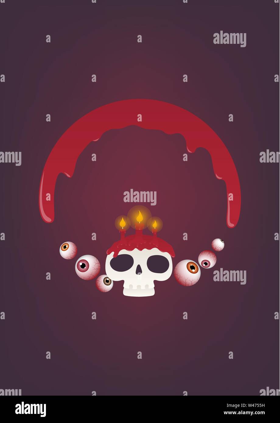 sfondo del cerchio di halloween felice, saluto della festa notturna, illustrazione vettoriale Illustrazione Vettoriale