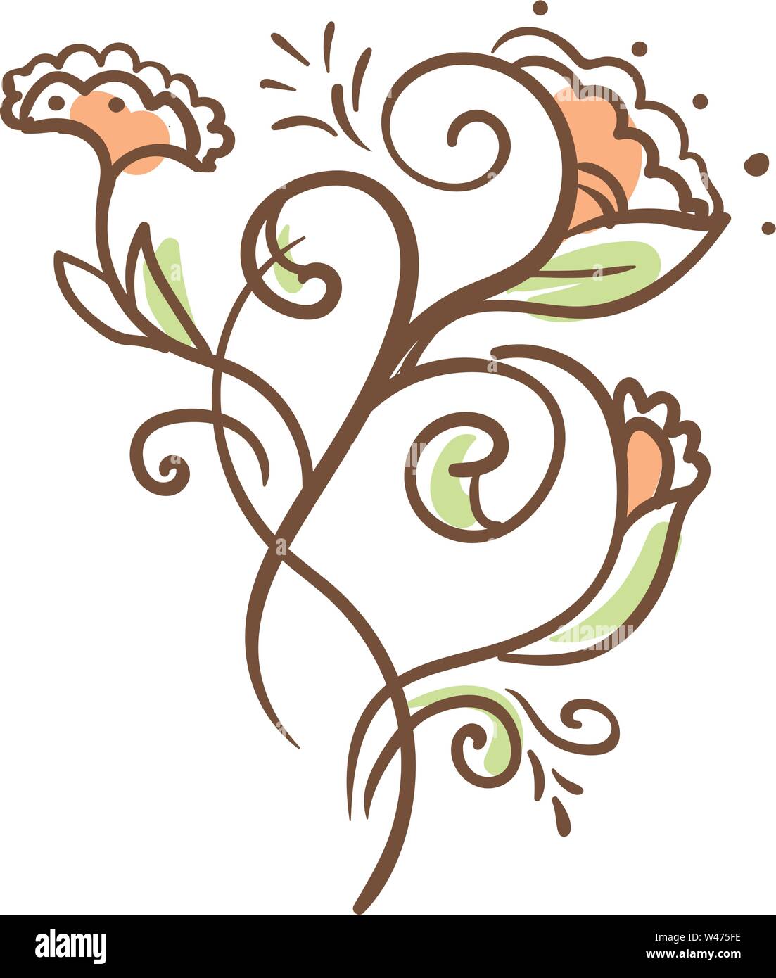 Fiore decorativo, illustrazione vettore su sfondo bianco. Illustrazione Vettoriale