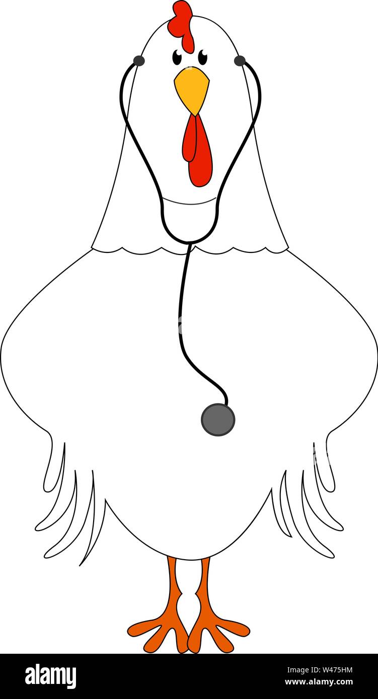 Medico di pollo, illustrazione, vettore su sfondo bianco. Illustrazione Vettoriale