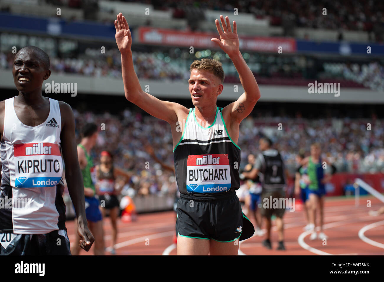 Londra, Inghilterra xx luglio Andrew Butchart ottiene un PB nel 5000m durante il Muller anniversario giochi presso la London Stadium, Stratford sabato 21 luglio 2019. (Credit: Pat Scaasi | MI News) Credito: MI News & Sport /Alamy Live News Credito: MI News & Sport /Alamy Live News Foto Stock