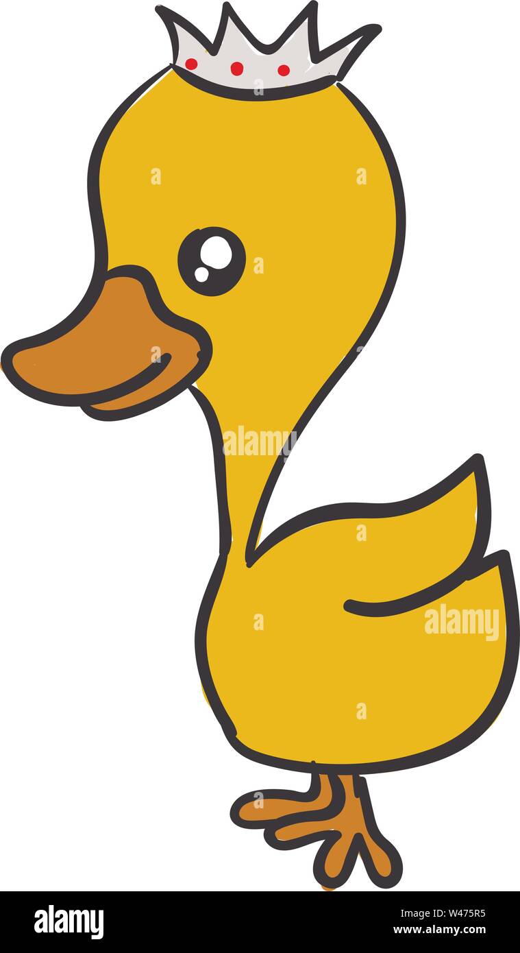 Princess duck, illustrazione vettore su sfondo bianco. Illustrazione Vettoriale