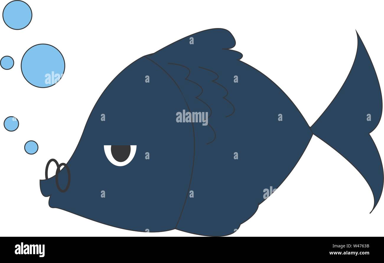 Pesce blu con gli occhiali, illustrazione vettore su sfondo bianco. Illustrazione Vettoriale