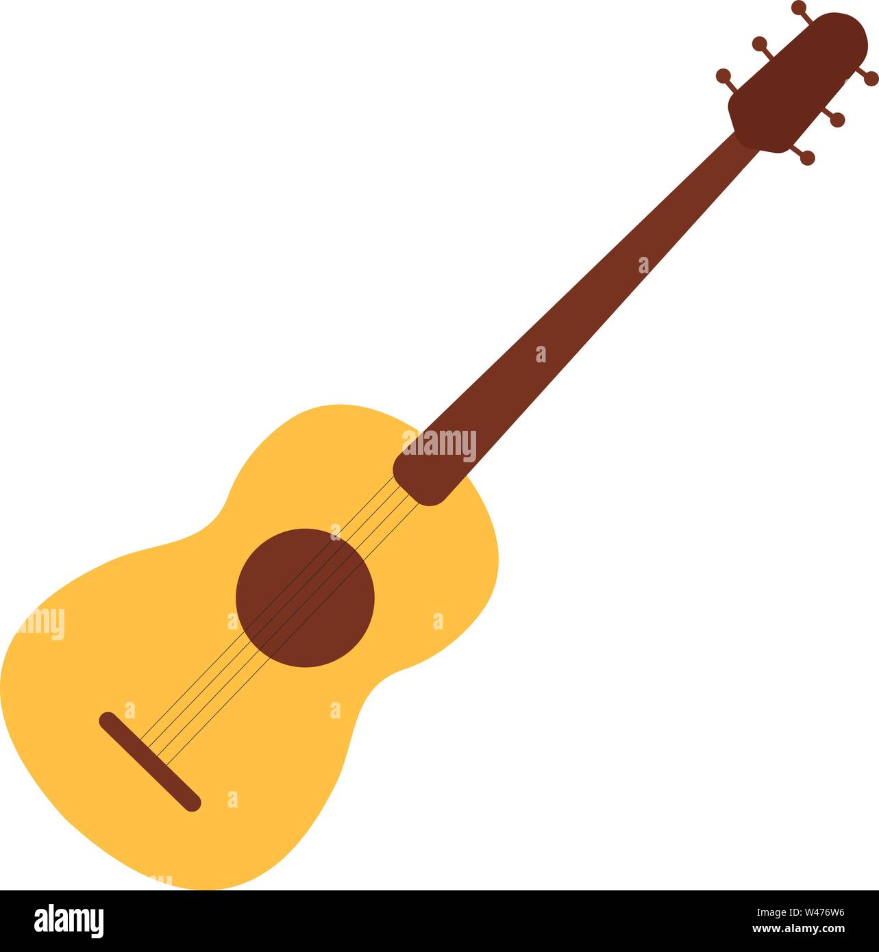 Chitarra acustica, illustrazione vettore su sfondo bianco. Illustrazione Vettoriale