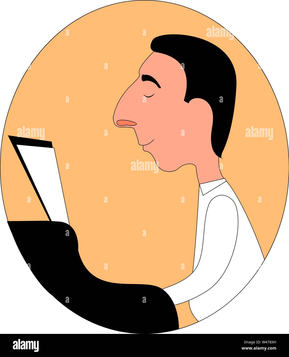 Pianista che suona il pianoforte, illustrazione, vettore su sfondo bianco. Illustrazione Vettoriale