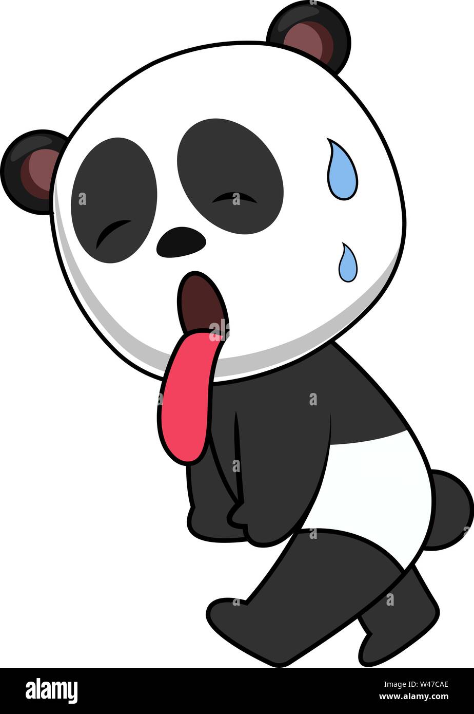 Stanco panda, illustrazione vettore su sfondo bianco. Illustrazione Vettoriale