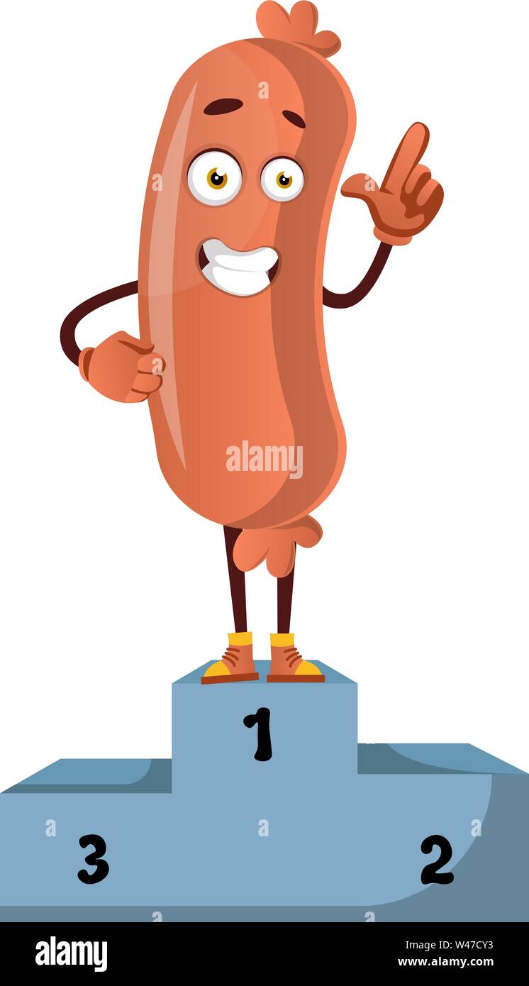 La salsiccia per la vittoria di tappa, illustrazione, vettore su sfondo bianco. Illustrazione Vettoriale