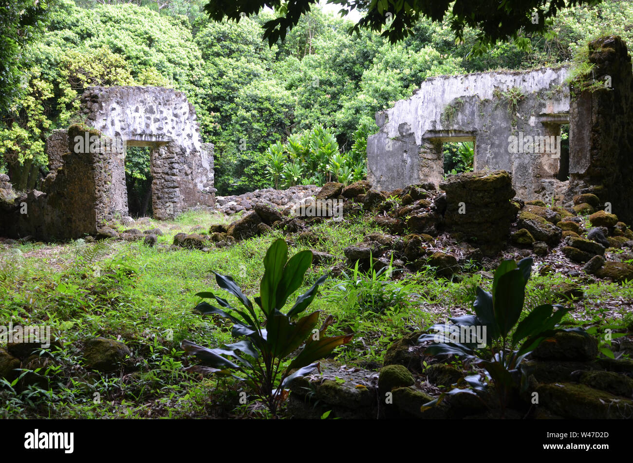 Re Kamehaeha III Summer Palace, Hawaii rovine sacra Foto Stock