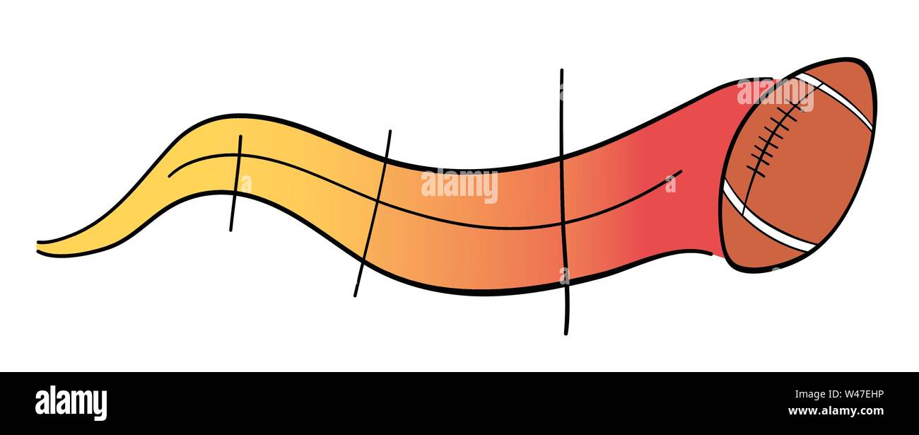 Vector disegnati a mano illustrazione di alta velocità il football americano palla. Contorni neri e colorati. Illustrazione Vettoriale