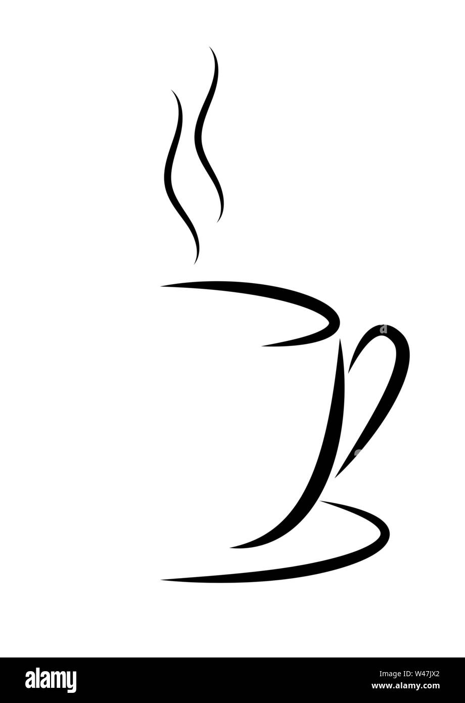 Abstract illustrazione vettoriale di una tazza di caffè o tè con vapore. Design piatto. Illustrazione Vettoriale