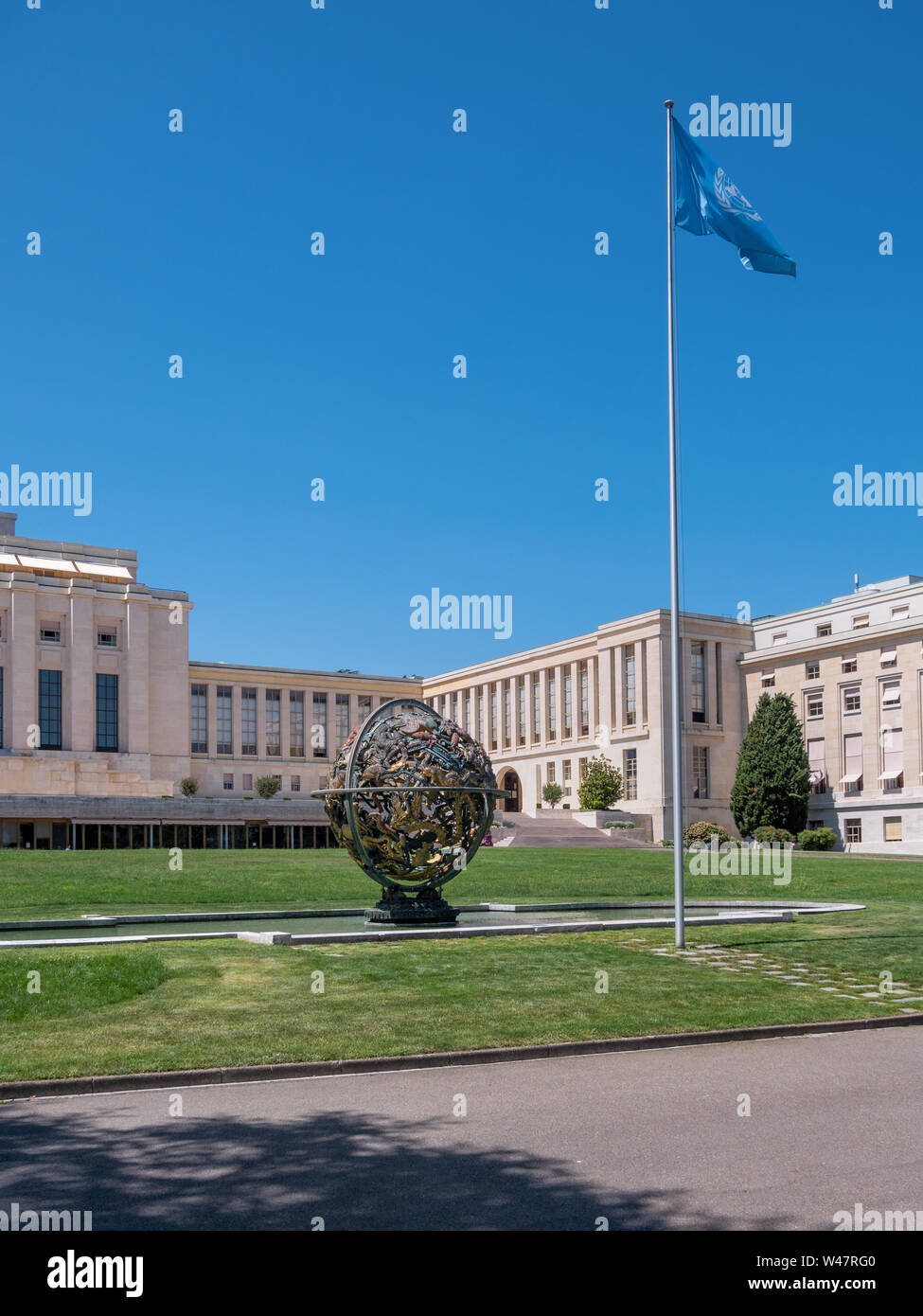 Palazzo delle Nazioni edificio. Ufficio delle Nazioni Unite a Ginevra, Svizzera Foto Stock