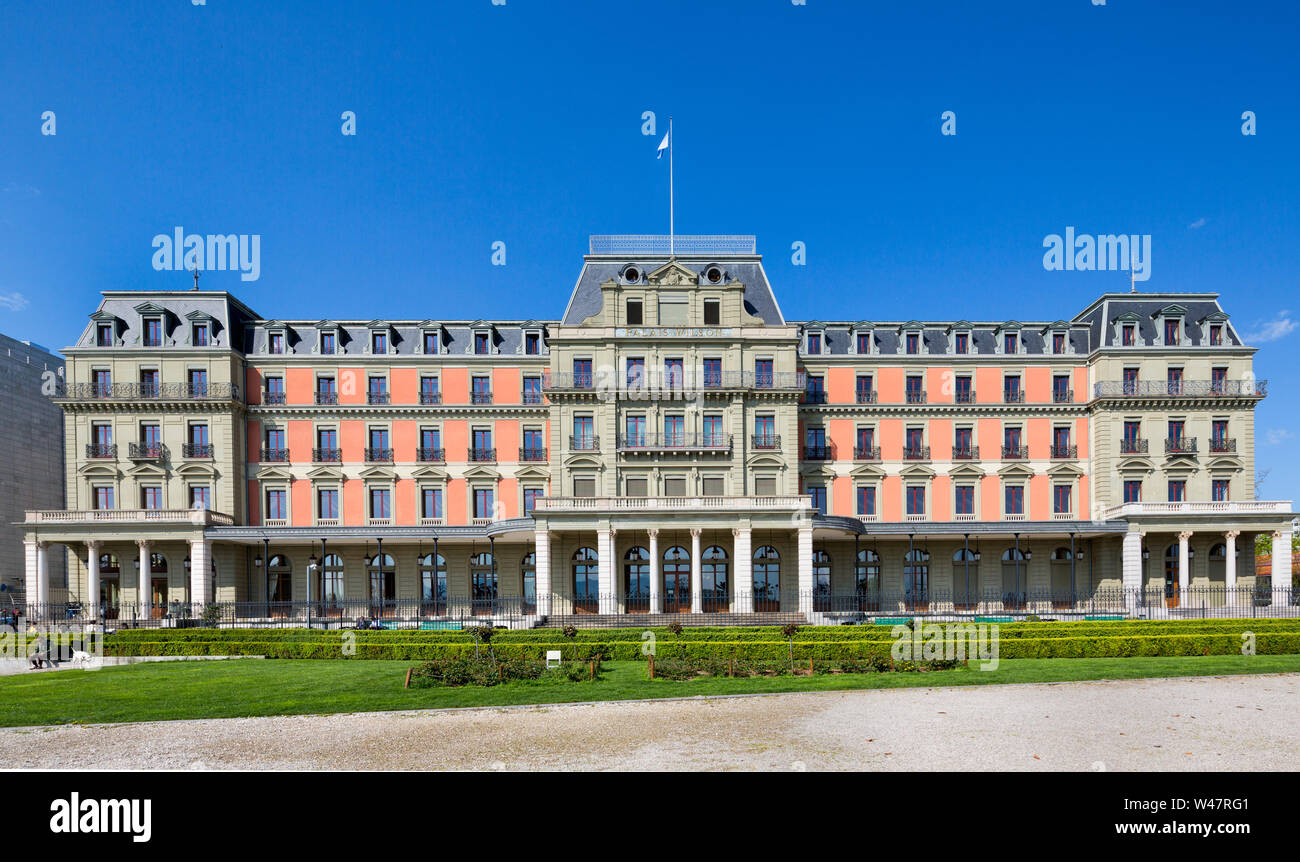 Palais Wilson edificio. La sede dell Ufficio dell'Alto Commissario delle Nazioni Unite per i Diritti Umani (OHCHR). Ginevra. Svizzera Foto Stock