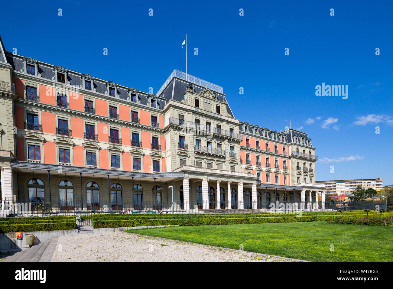 Palais Wilson edificio. La sede dell Ufficio dell'Alto Commissario delle Nazioni Unite per i Diritti Umani (OHCHR). Ginevra. Svizzera Foto Stock