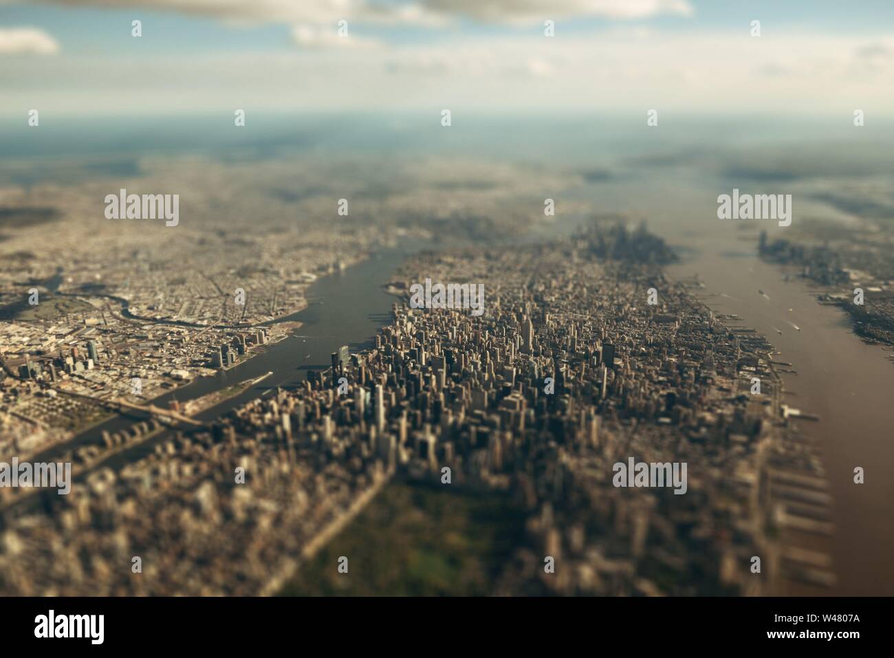 Vista aerea della città di New York tiltshift Foto Stock