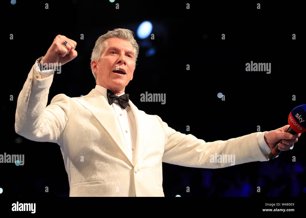 L'anello annunciatore Michael Buffer, all'O2 Arena, Londra. Foto Stock