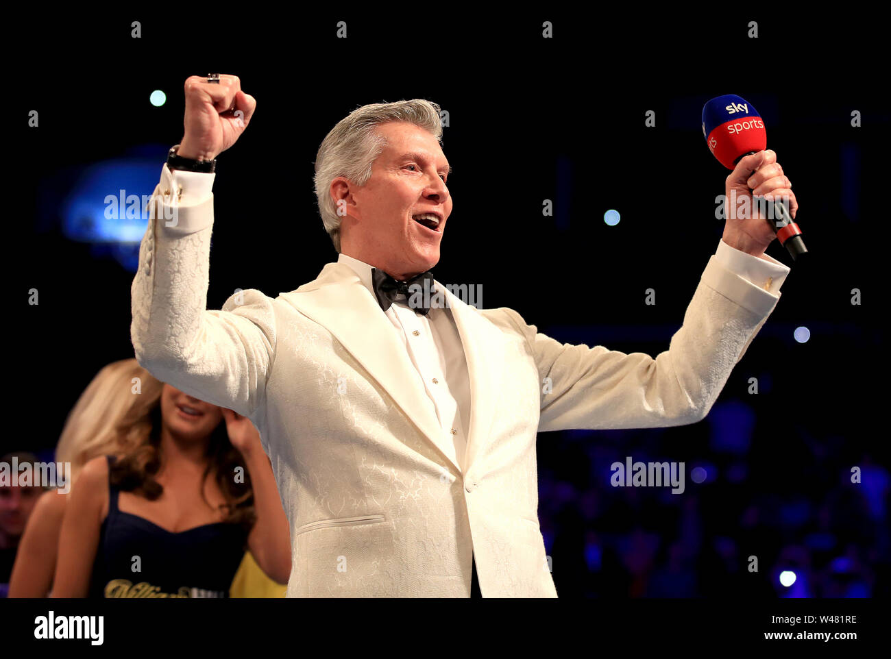 L'anello annunciatore Michael Buffer, all'O2 Arena, Londra. Foto Stock