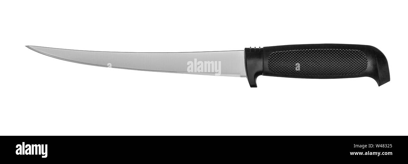 Coltello da cucina con manico in plastica isolare su sfondo bianco Foto Stock