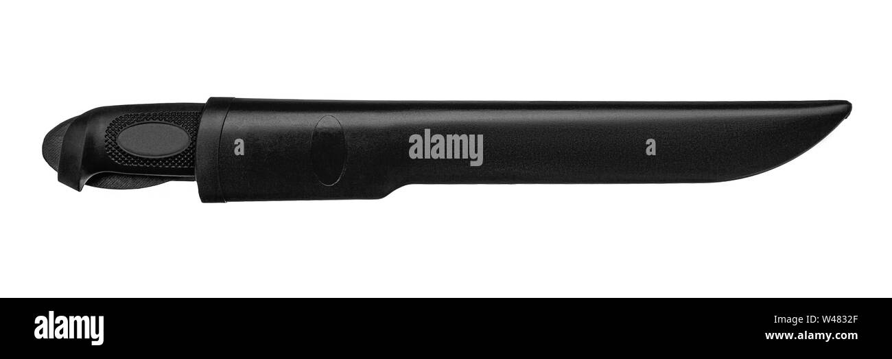 Coltello da cucina con manico in plastica isolare su sfondo bianco Foto Stock