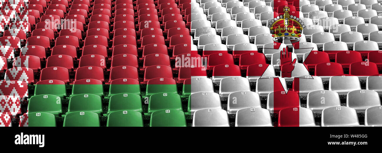 La Bielorussia, Irlanda del Nord stadium sedi concetto. Il calcio europeo delle qualifiche di giochi. Foto Stock