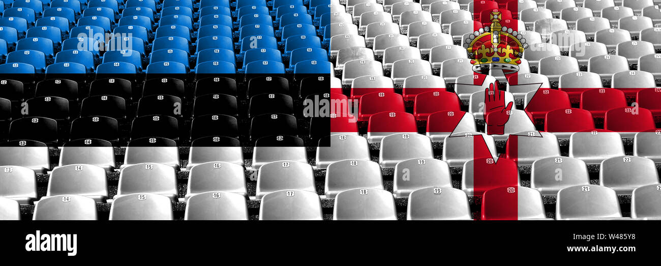 Estonia, Irlanda del Nord stadium sedi concetto. Il calcio europeo delle qualifiche di giochi. Foto Stock