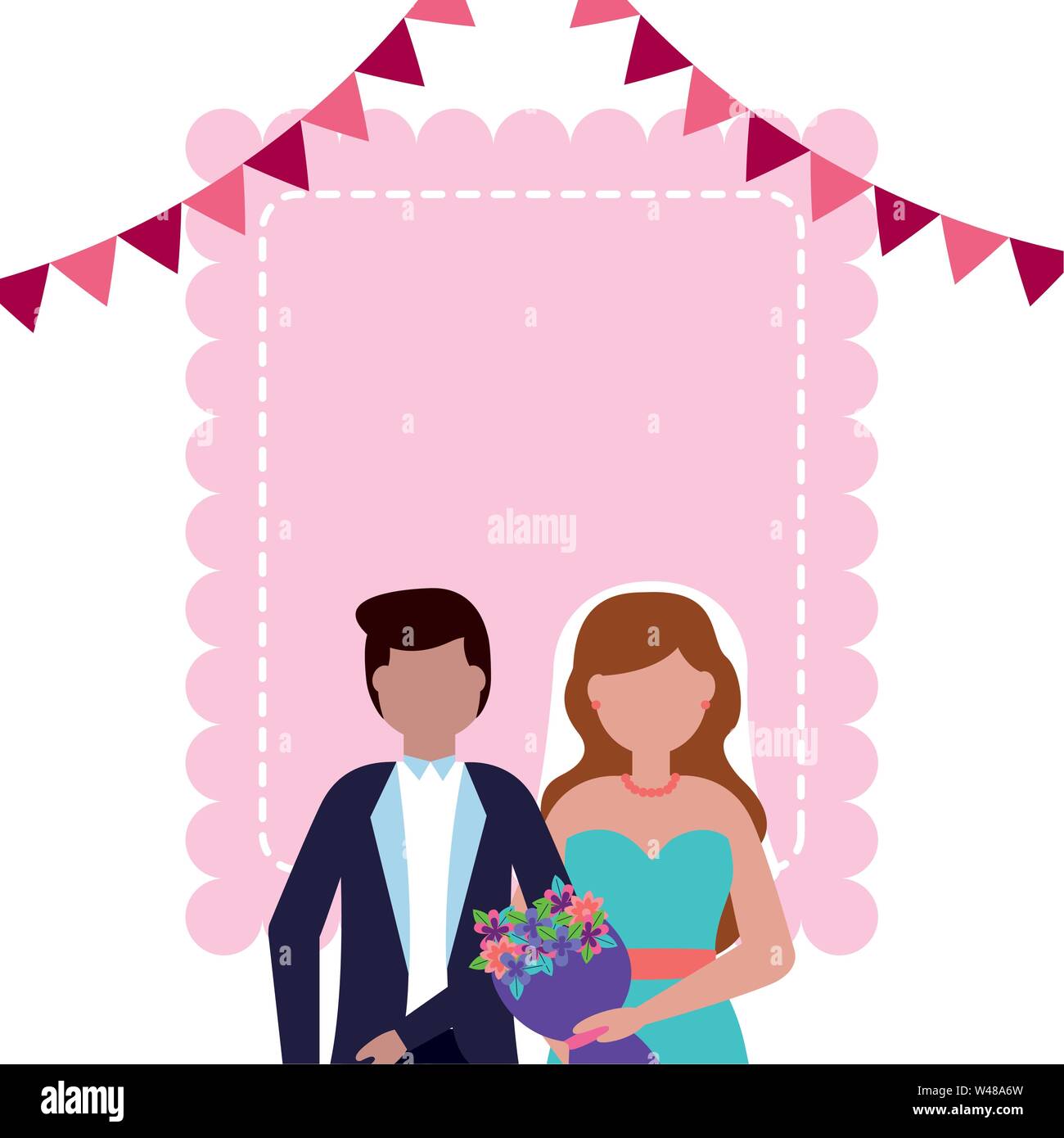 Sposa e lo sposo wedding greeting card Illustrazione Vettoriale
